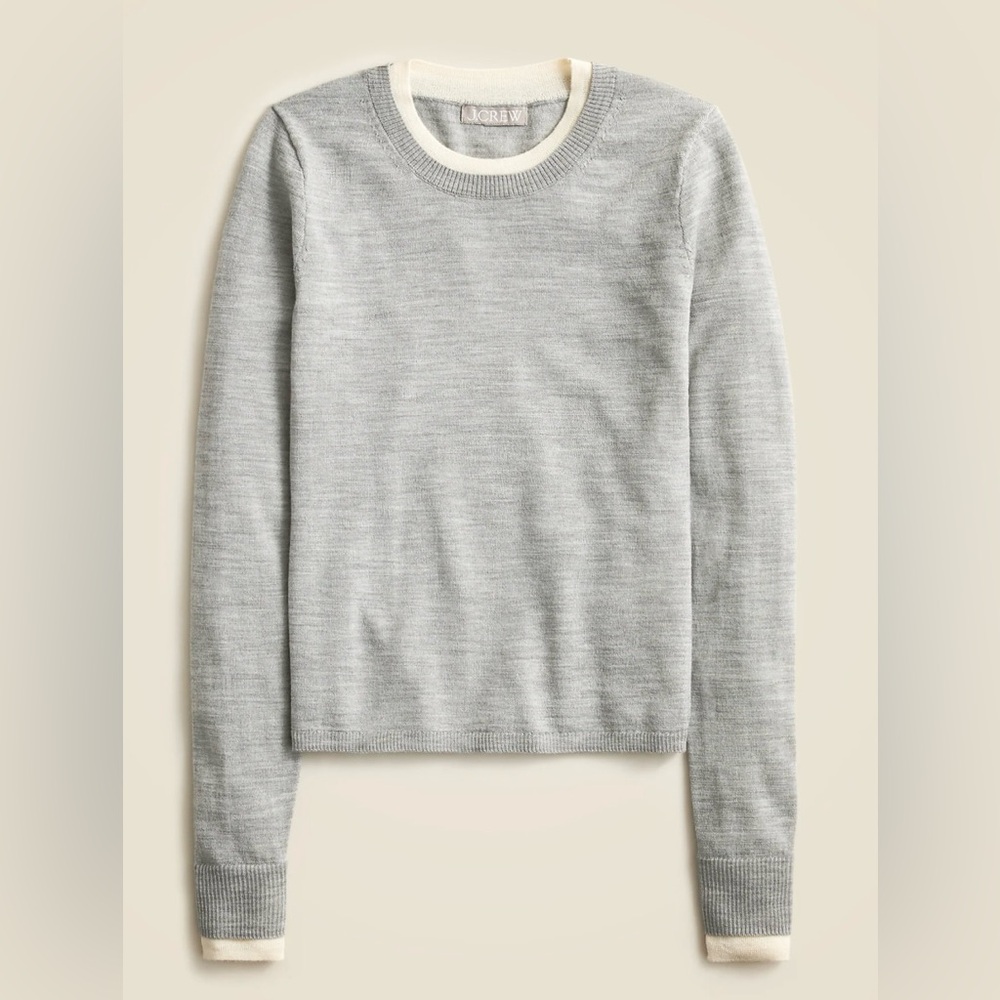 J.Crew Carolyn layered crewneck sweater in merino wool in heather grey